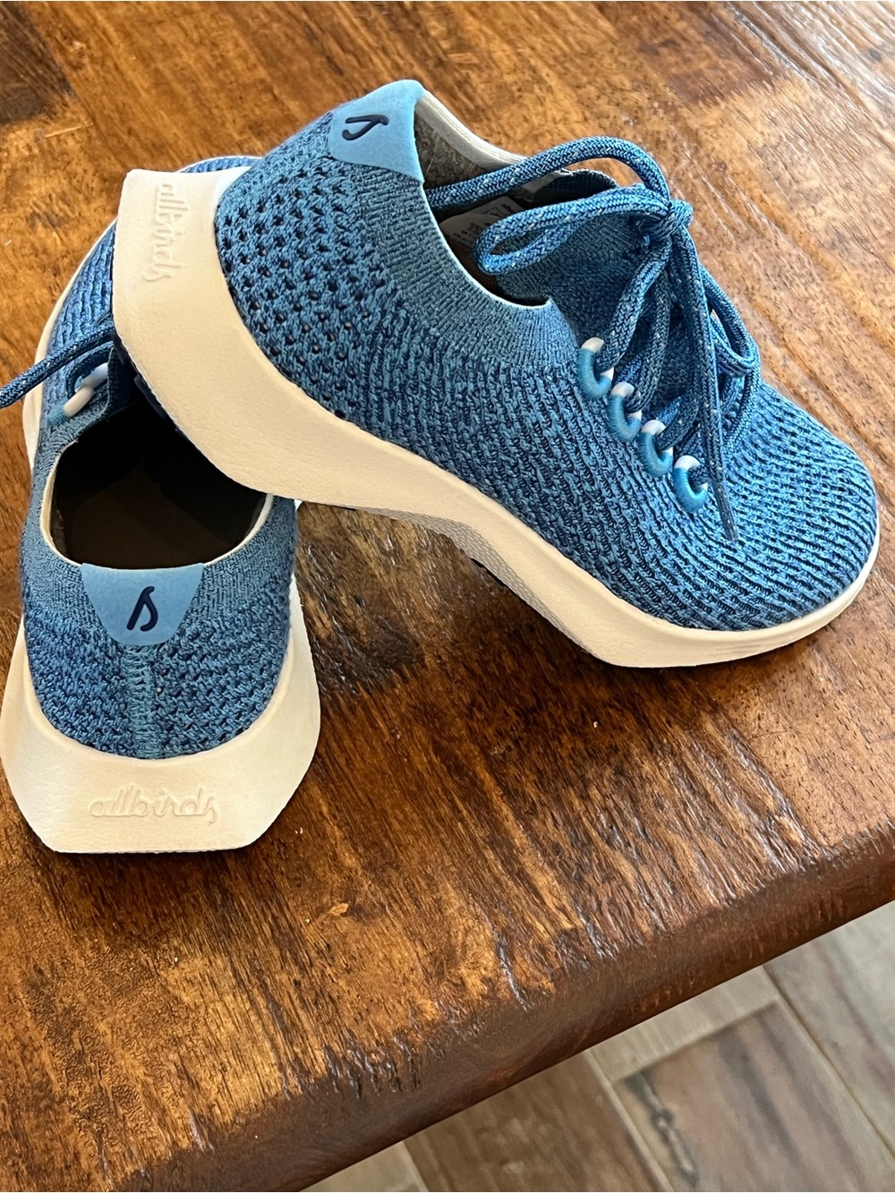 allbirds Blue Knit Lace-Up Shoes with White Sole